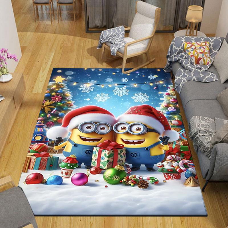 1Pc Christmas Minions Celebration Rug Office Carpet Indoor Outdoor Doormat Nonslip Soft And Comfortable Living Room Christmas Halloween Gift D91853
