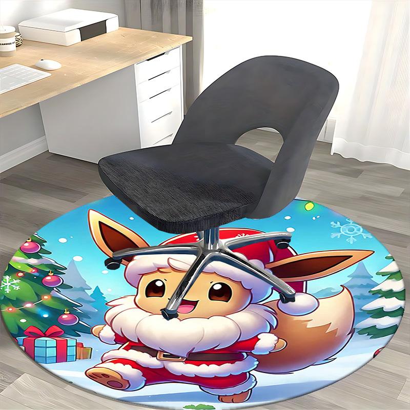 

1pc Christmas Eevee Santa Claus Round Carpet - Anime Design Office Chair Mat 80cm