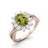 Princess Diana 8X6mm Oval Peridot 925 Sterling Silver Rose Vermeil Solitaire Women Wedding Ring