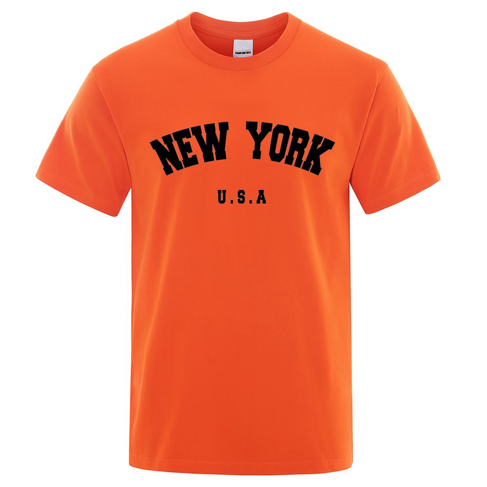 U.S.A New York City T Shirts Summer Cotton Tops Men's T-Shirt Short Sleeve Fashion Casual Men Streetwear O-neck Letter Tee Shirt