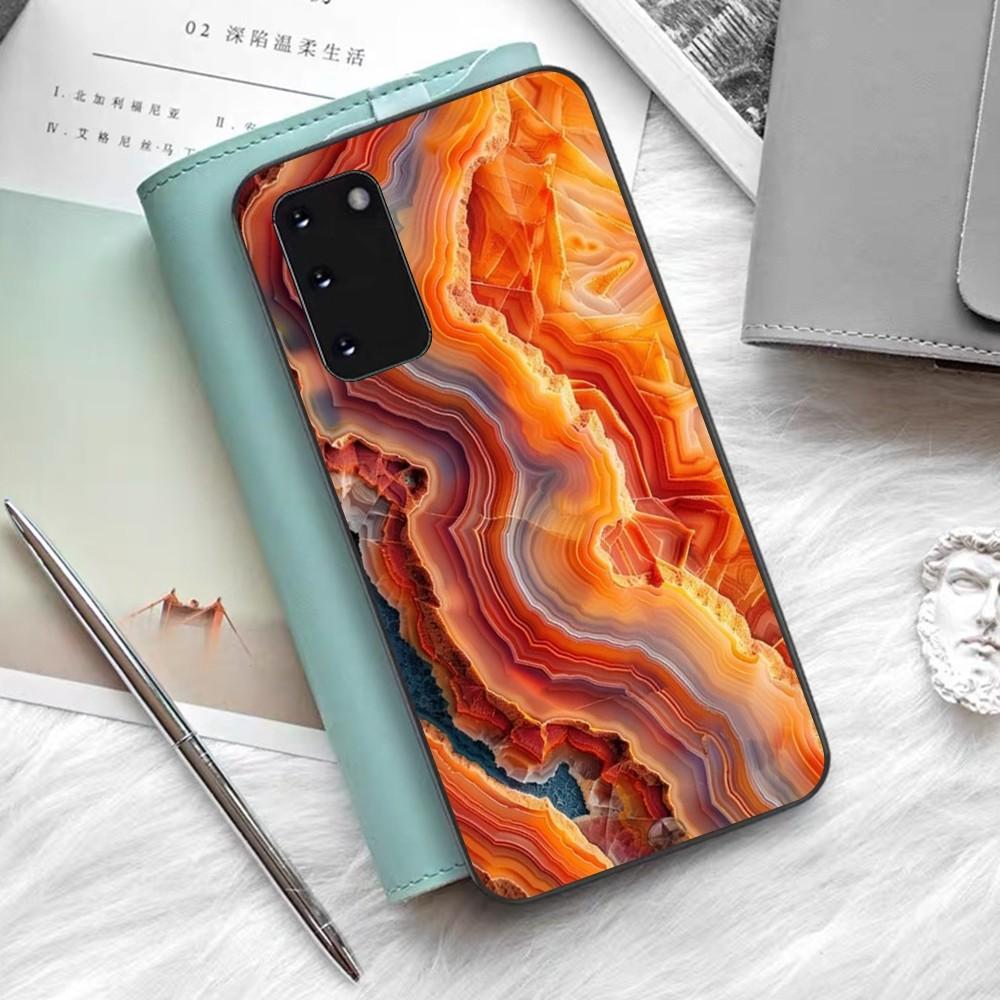 Marble Agate Pattern Phone Case Silicone PC+TPU For Samsung S10 20 30 22 23 24 Plus Lite Ultra Cover