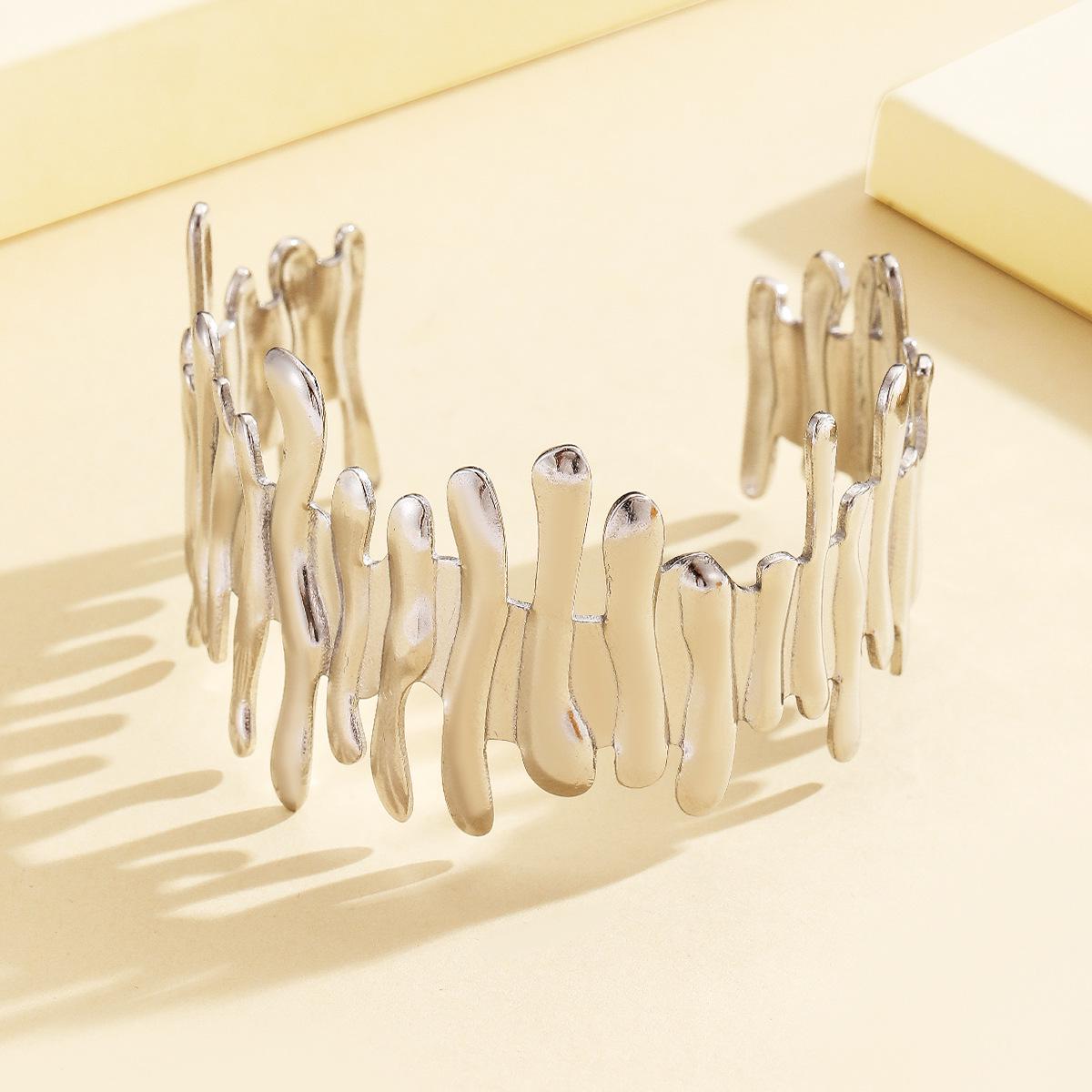 European Retro Geometric Stainless Steel Bracelet with 18K Gold Plating