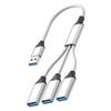 USB-A/Type-C 3-in-1 Splitter: Connect U Disk & Hard Drive for Phone, Computer, Car Charging Expansion.
