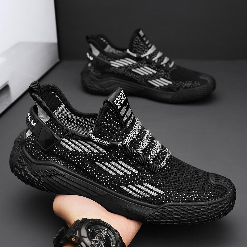 

Men s shoes new summer breathable thin mesh fly-woven mesh shoes casual men s non-slip running sneakers 44 чёрный