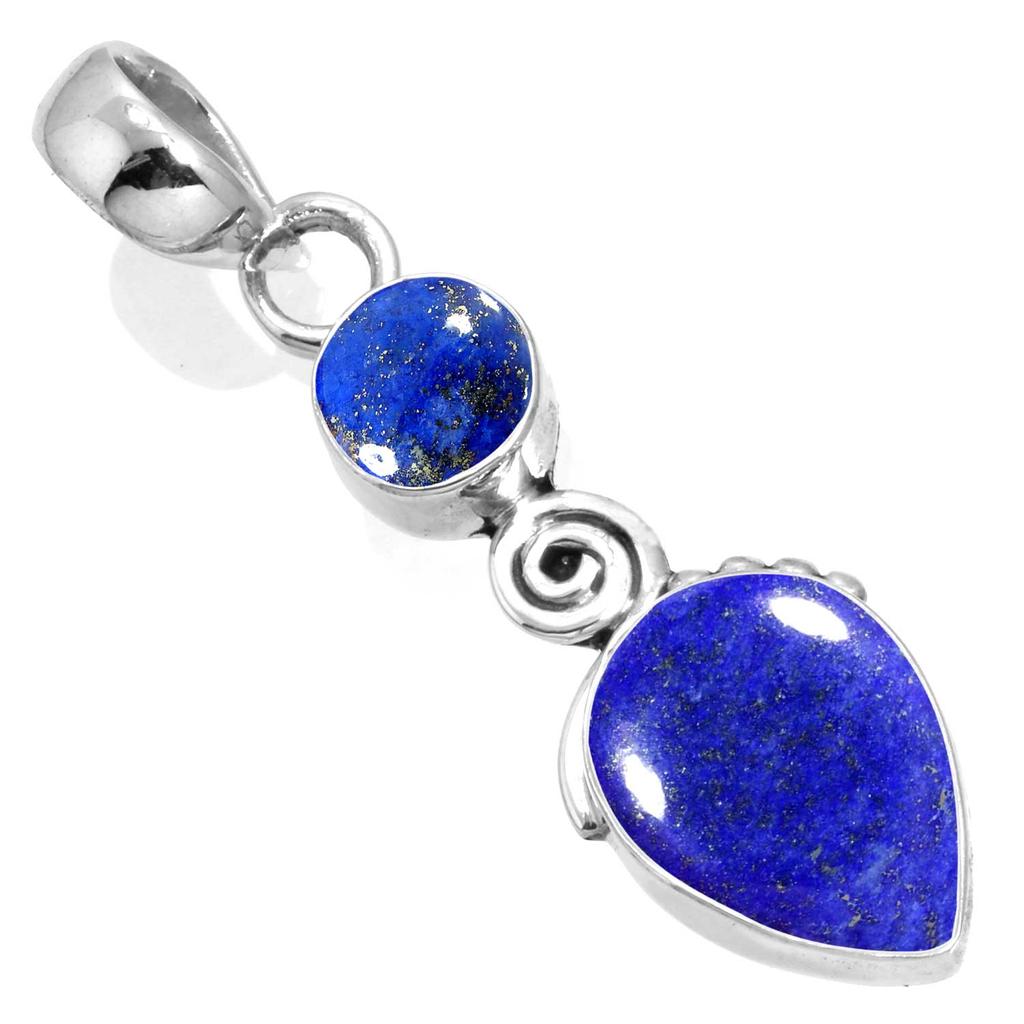 925 Sterling Silver Pendant Women Gemstone Handmade Jewelry New Year Gift Blue Green Purple Copper Turquoise Pearl Lapis Mother Of Pearl Boho