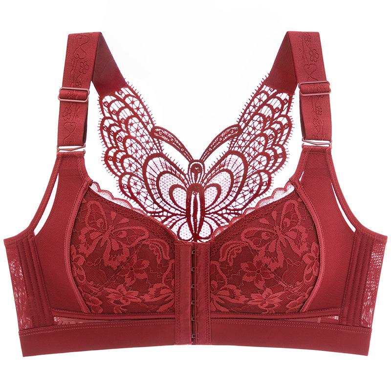 Front Buckle Seamless Underwear Thin Section Women's Big Breasts Small Beautiful Back Adjustable Large Size Bra Gather and Close The Breast Bra