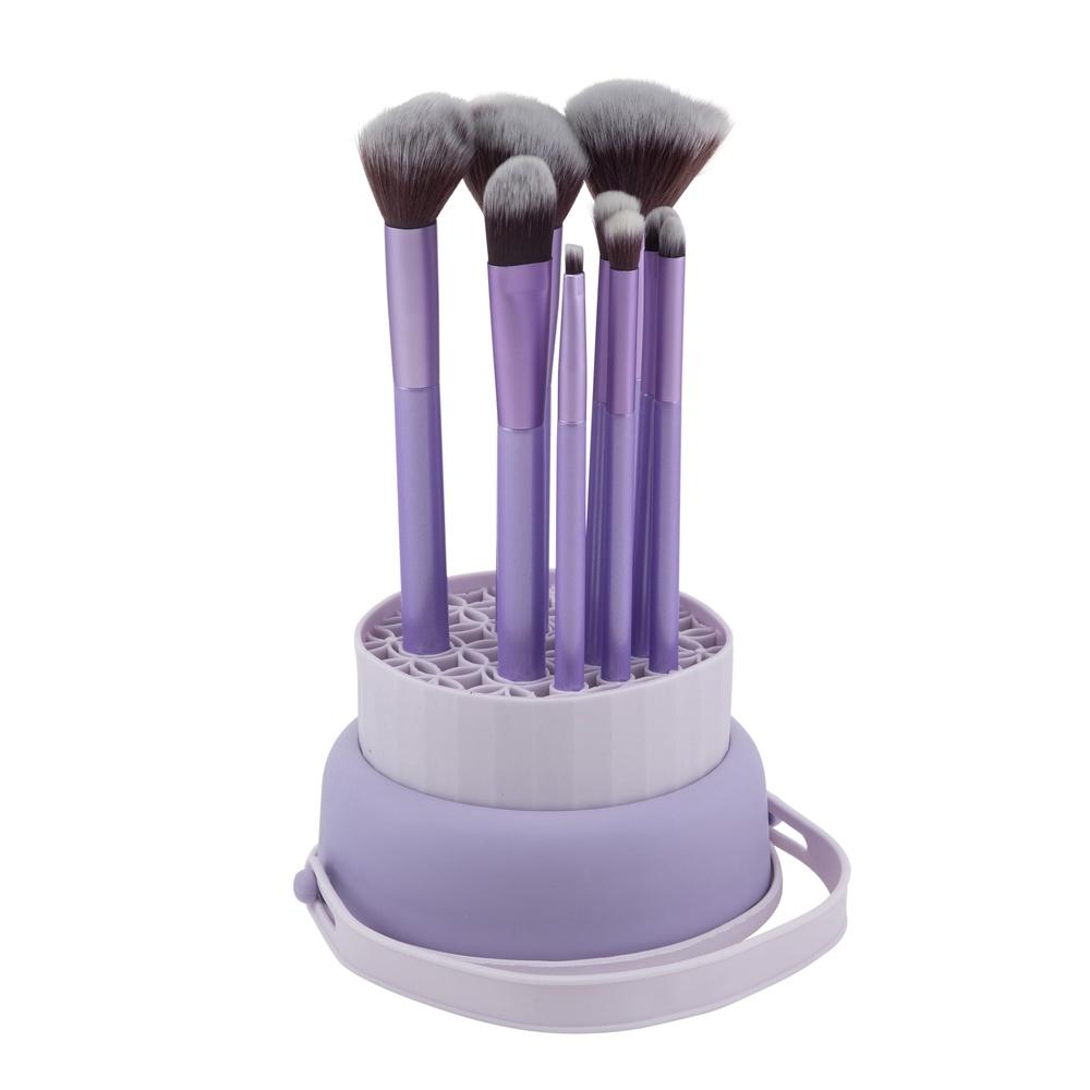 

9 Piece Brush Set with Silicone Holder. Hold Display and Dry Your Brushes. United States