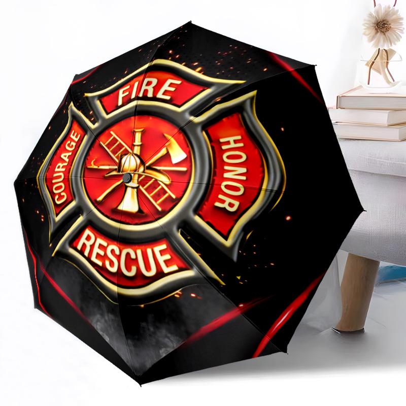 Feuerwehr Mut Outdoor Automatischer Regenschirm Einziebares Design mit 8 Speichen Langlebigkeit Leicht Perfektes Geschenk für Freunde Familie