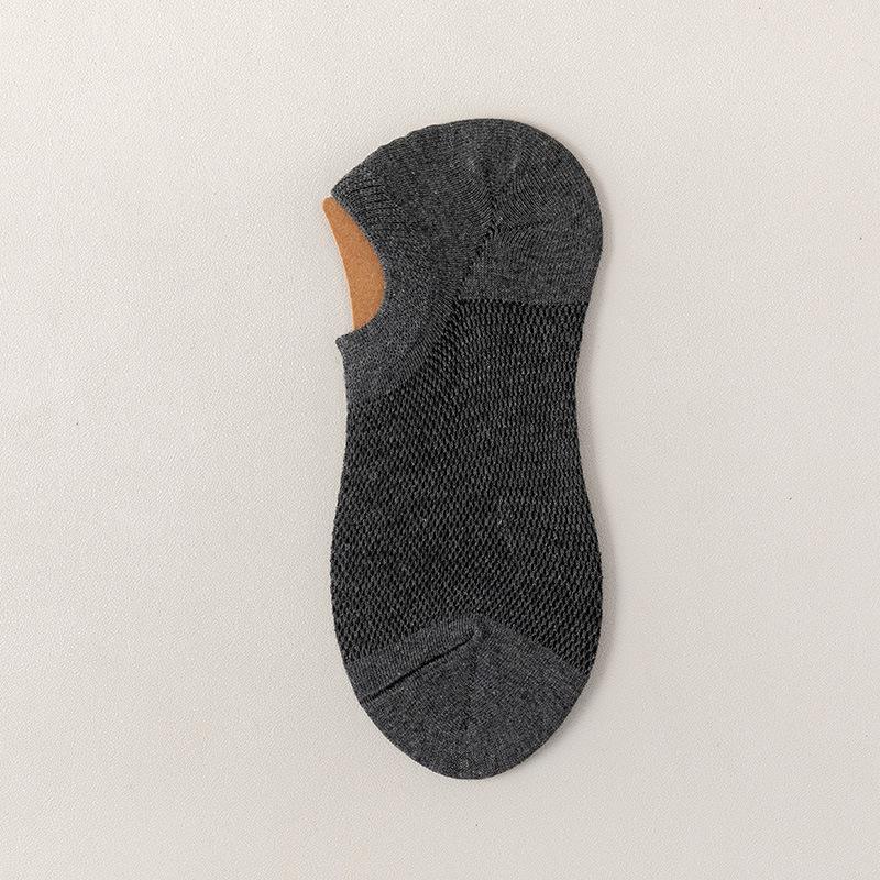 Men's Summer Thin Pure Color Sweat Absorbing Deodorizing Antibacterial Shallow Mouth Invisible Short Boat Socks