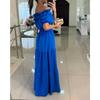 Women's Fashion Summer Spring Solid Color Print Short Sleeve One Shoulder High Waist Casual Dresses