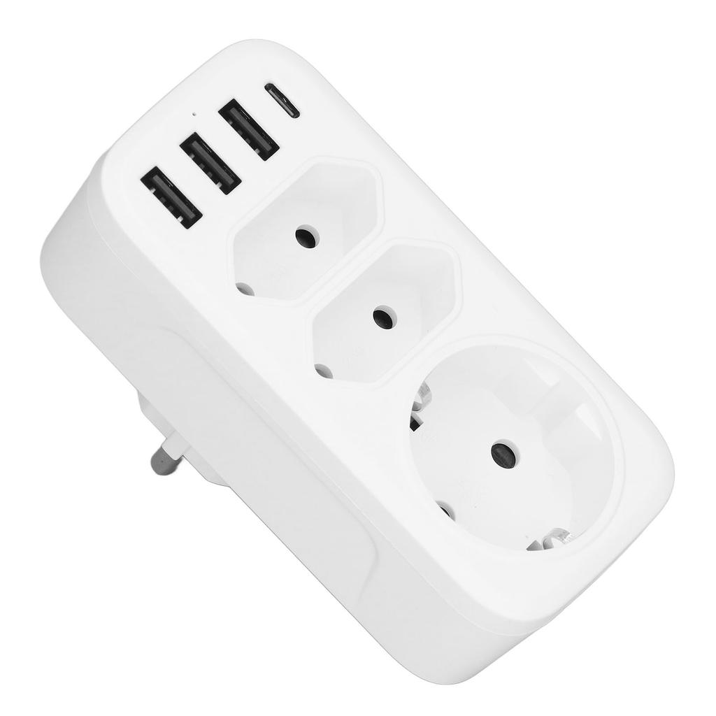 7 in 1 Mehrfachsteckdose 3-fach Adapter 3 USB-Schnittstellen 1 Typ-C-Schnittstelle EU DE Konversion