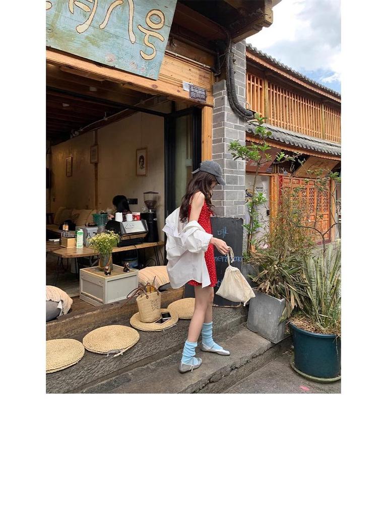 Retro Spicy Girl Red Pleated Spaghetti Strap A-Line Mini Dress - Women's Summer Vacation Slimming Waist Style