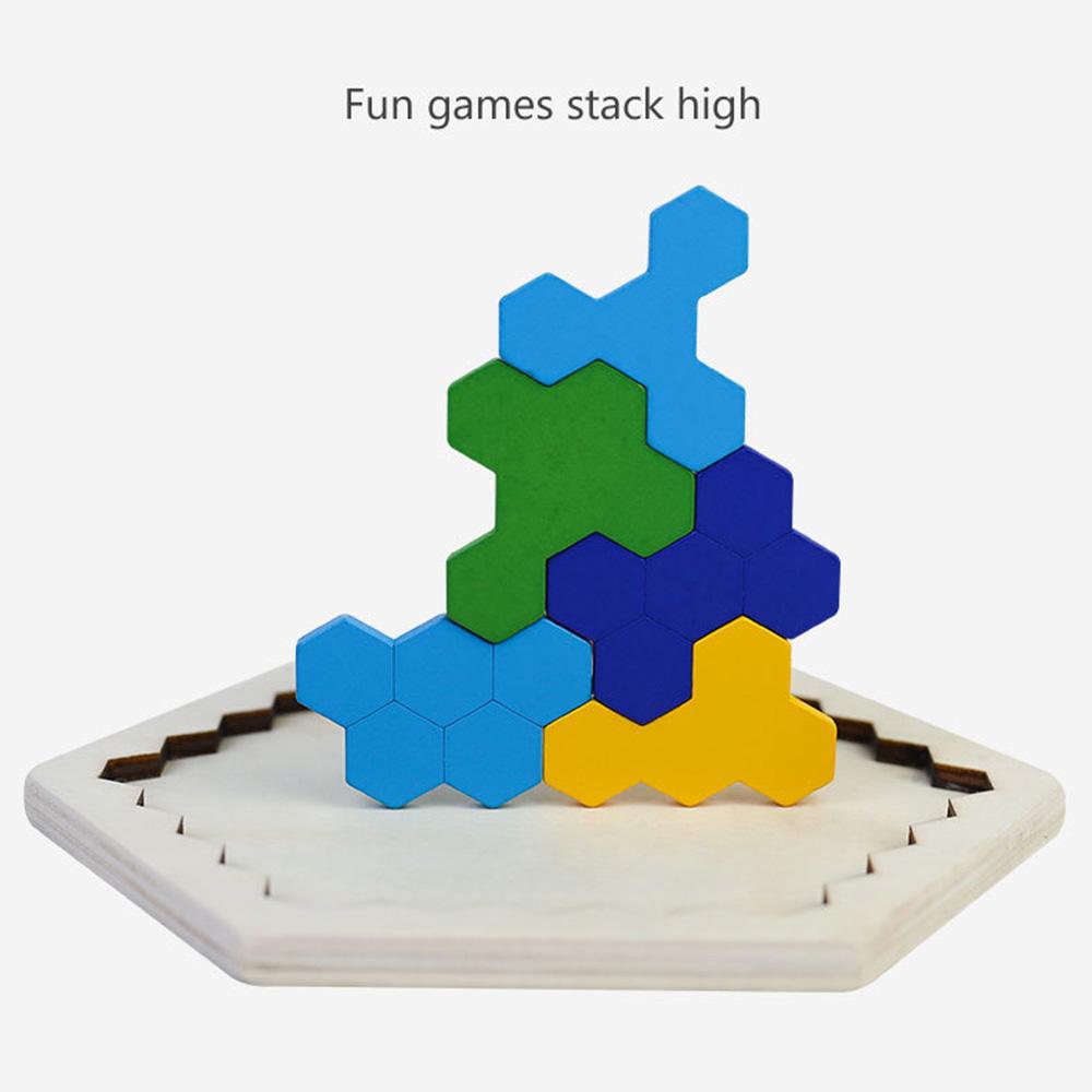 💰Kaufe Holz Sechseck Tangram Puzzles Gehirn Teaser Puzzle Spiel für