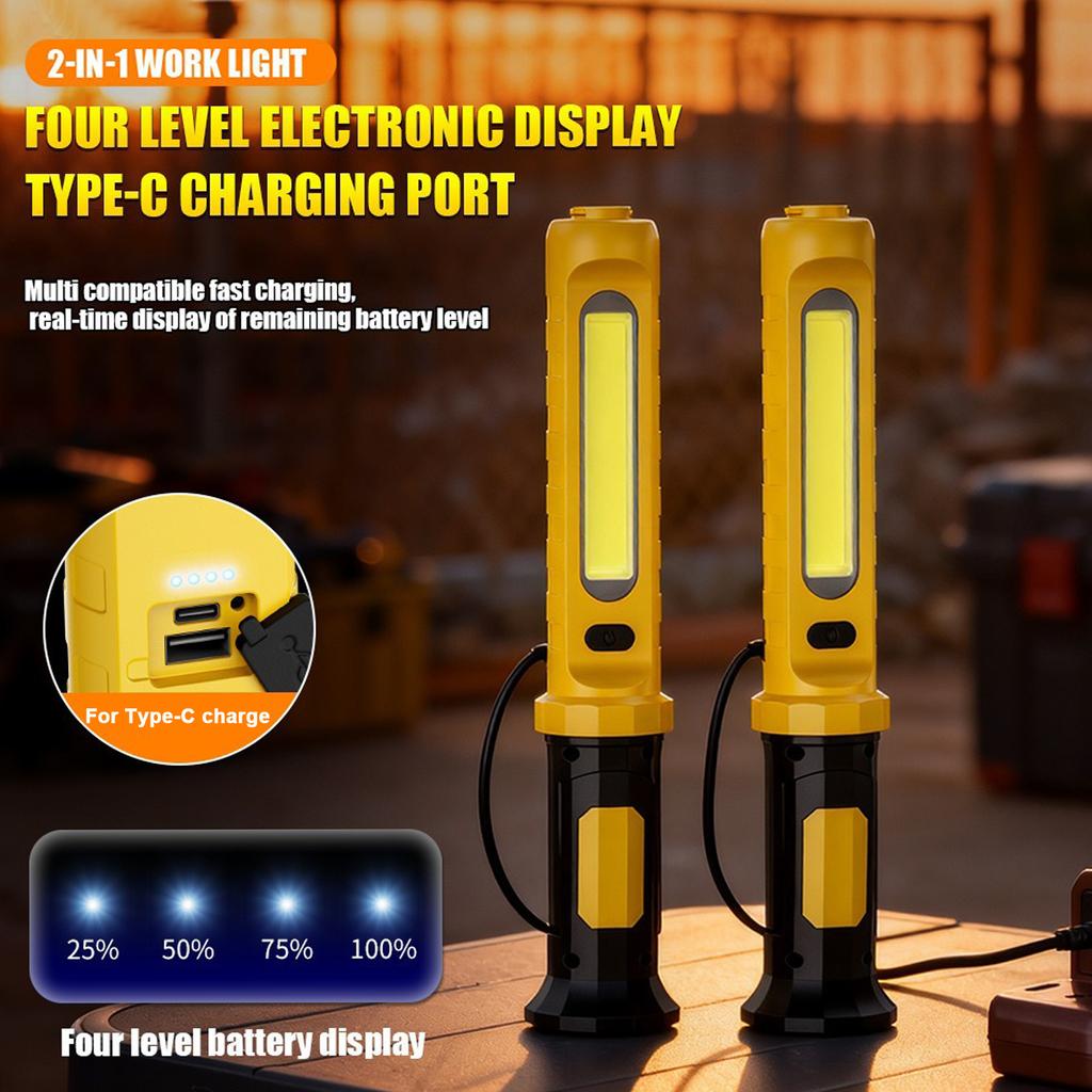 LED Magnetic Work Light 4000mAh Rechargeable Underhood Work Lamp with Hooks & Rotating Magnetic Base For Car Repairing Emergency