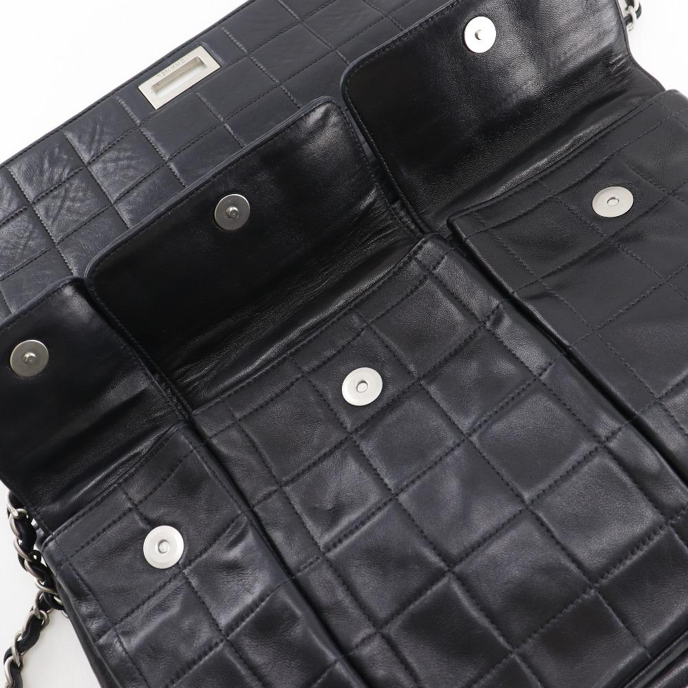 CHANEL 2.55 Chocolate Bar Shoulder Bag ChainShoulder vintage black lambskin Women Used