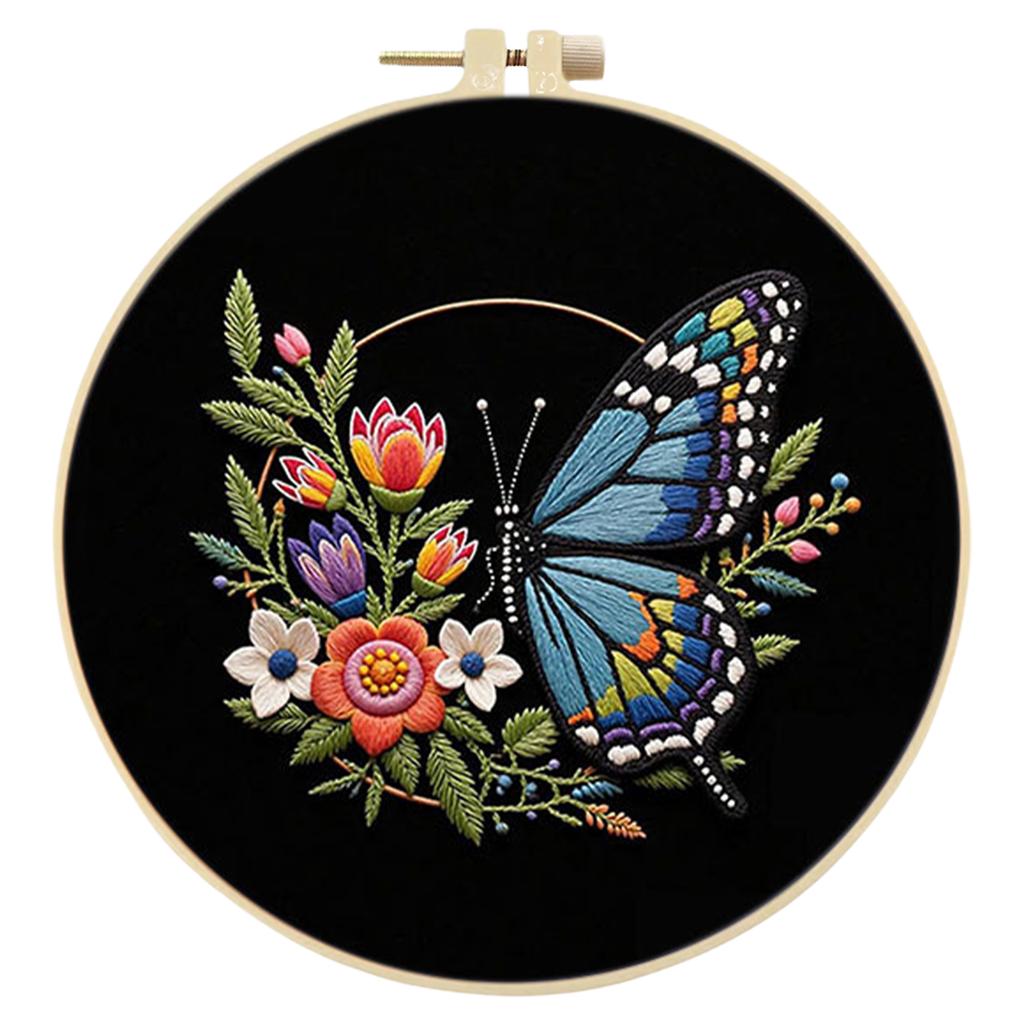 DIY Night Owl Stamped Embroidery Starter Kit with Bamboo Hoop Complete Needlework Craft Kit for Beginners Adults Craft Lover