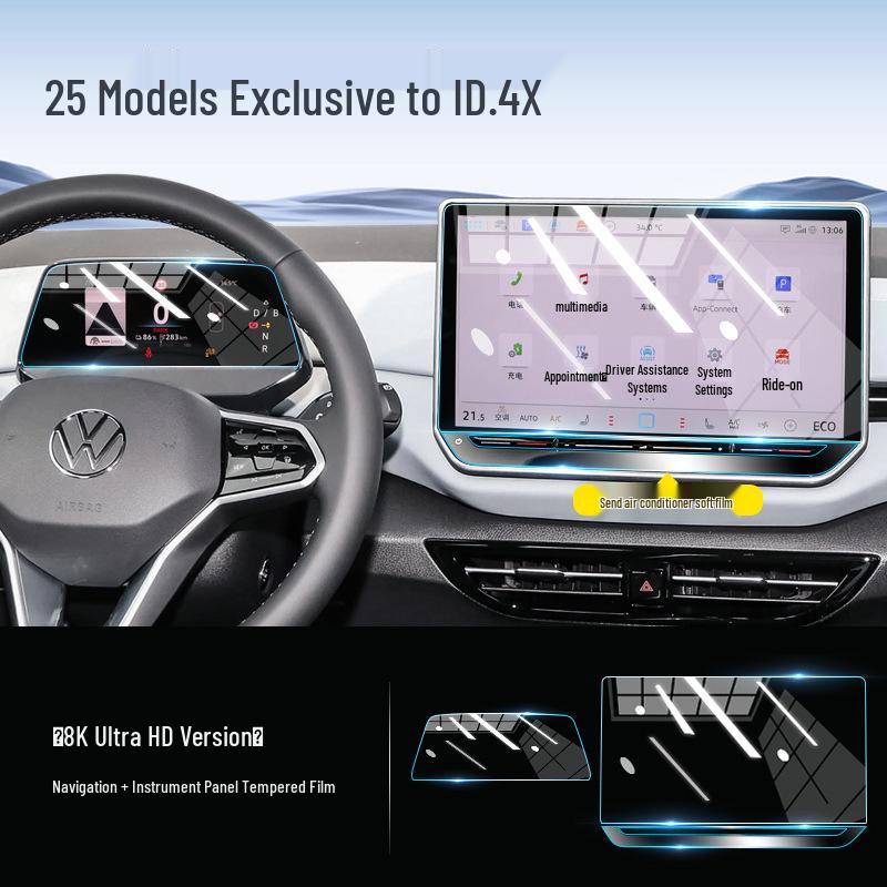 Volkswagen ID4X CROZZ Tempered Glass Screen Protector & Central Control Film for Interior Decoration