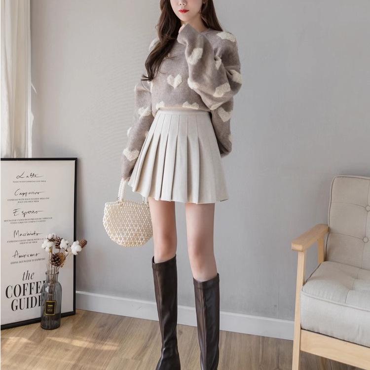 

Женская длинная плиссированная черная шерстяная юбка А-силуэта - Новинка 2025 Весна/Осень Академический стиль JK XL абрикосовый