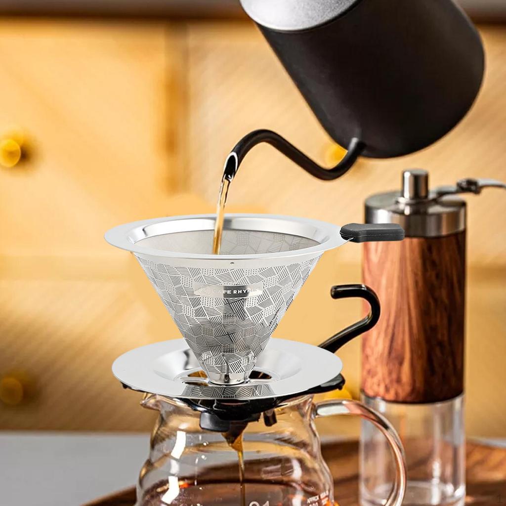 Metal Cone Filter Paperless Pour Over Coffee Maker for Office Camping Travel Without Base