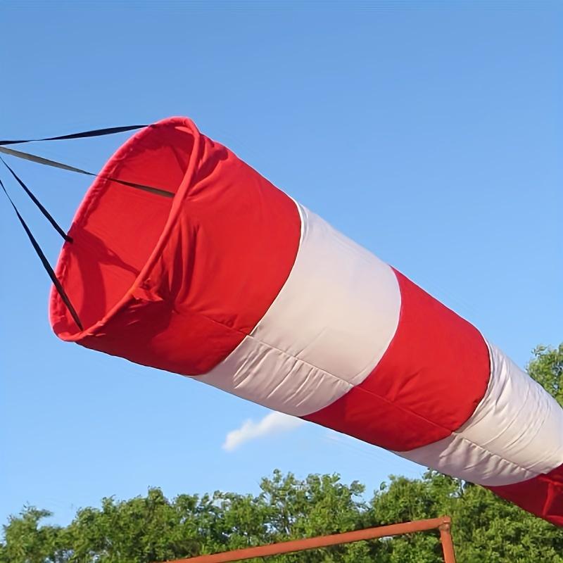 Heavy-Duty Outdoor Wind Indicator Suitable for Airports, Farms, Parks - Red/White/Orange Striped Durable Polyester Weathervane with Galvanized Hook