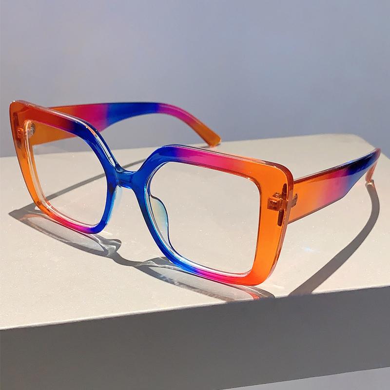 Modische quadratische Brille Damen Stilvolle übergroße mehrfarbige Brillengestelle Trendiges Markendesign Brillen zur Dekoration