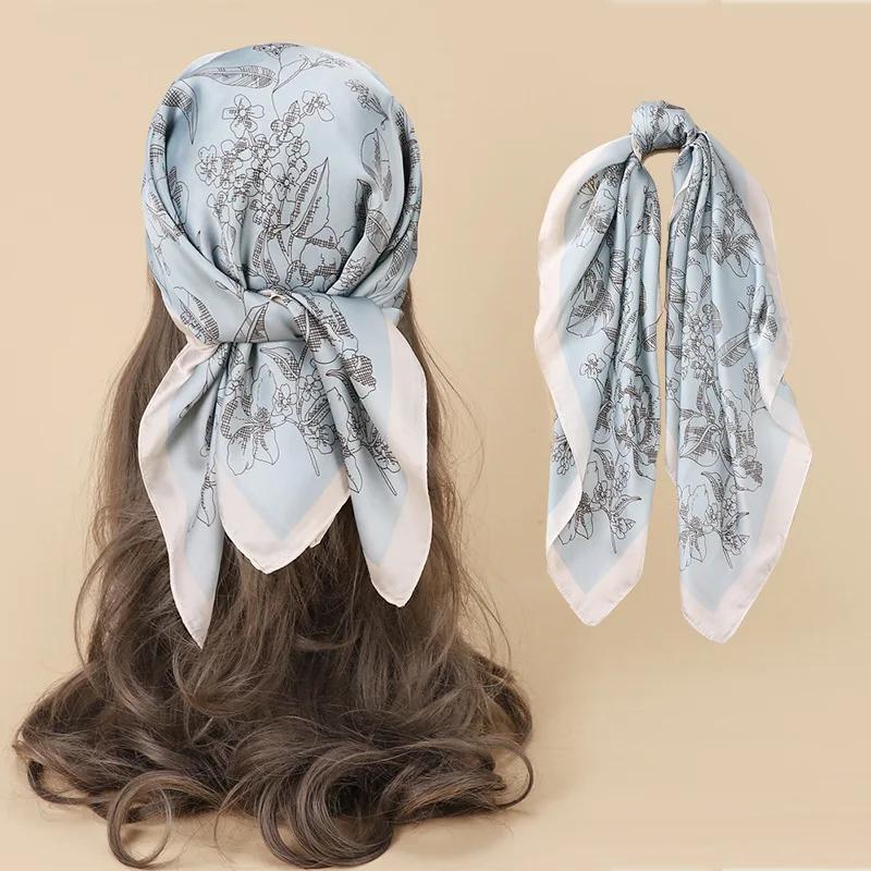 

Платок с принтом пейсли из шелкового атласа для женщин, бандана, платок для головы, платок для волос, квадратный 70*70 см, повязка для волос, шейный платок для дам 70x70cm