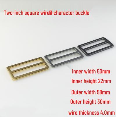2-Inch 50MM Square Wire D-Ring Plating Bag Hardware Die-Cast Pull Tab Strap Adjustment Buckle