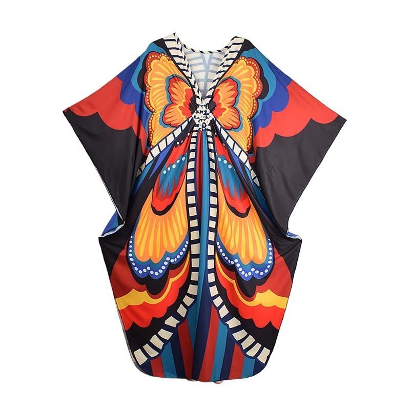 

XITAO Pullover V-neck Loose Dress GJ1154 One Size оранжевый