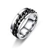 Stainless Steel Roman Numeral Rotating Ring - Titanium Chain Band