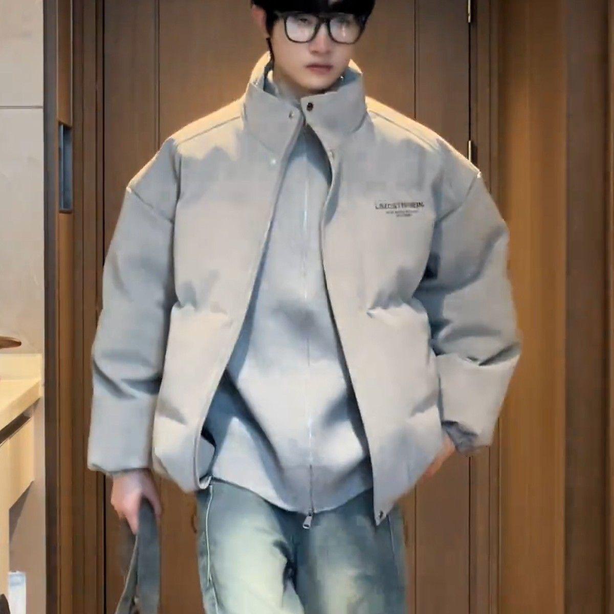 American Style PU Leather Thickened Winter Men s Trendy Cotton Jacket - Cool, Handsome, and Loose Fit. M