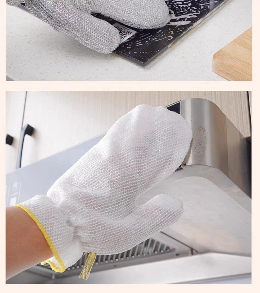 Multi Functional Thickened Waterproof Non Greasy and Heat-resistant Household Cleaning Cloth Wire Dishwashing Gloves