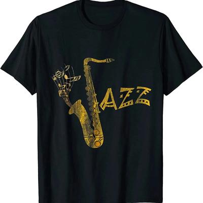 NEW Jazz Day Musician Saxophonist Saxophone T Shirt MADE IN USA Vintage Washed Fashion Soft Slightly Top For Everyday Wear