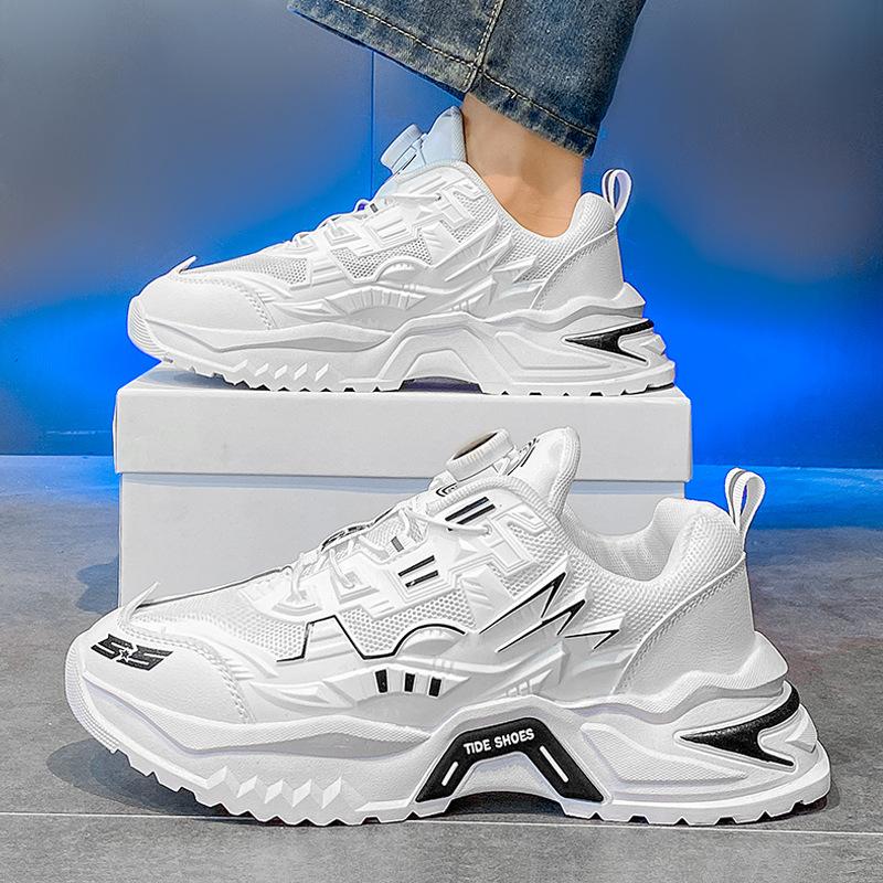 Herrenschuhe Herbst 2024 neu Mesh Drehverschluss Jugend Sport Freizeit Laufen Erhöhend Rutschfest Papa Trendschuhe