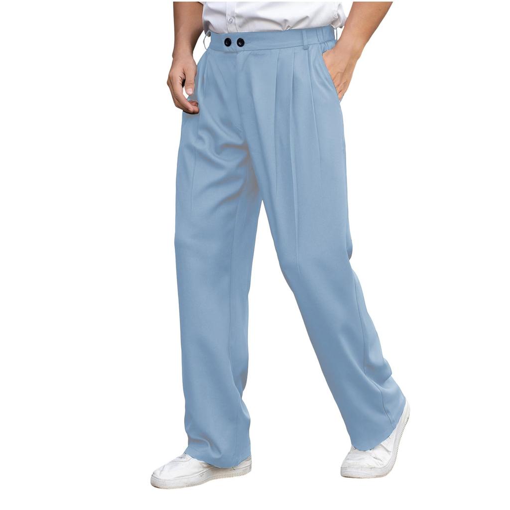 Men's Drapey Smart Casual Pants, Loose Fit Work Trousers