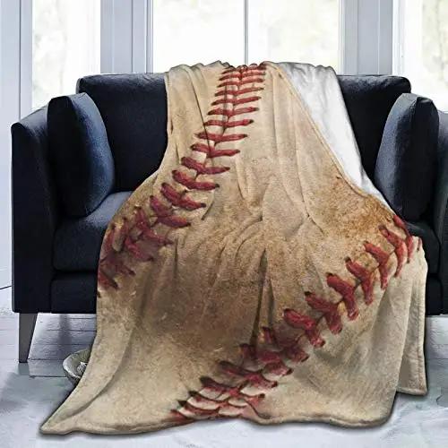 Baseball Throw Blanket for Bed Couch Sofa Living Room Decor Soft Warm Lightweight Flannel Blanket Ball Sport Theme Print Blanket
