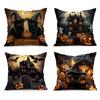 Halloween Black Cat Witch Hat Cushions Pillowcase Polyester Cushion Cover Throw Pillow Sofa Decoration Pillowcover Home Decor