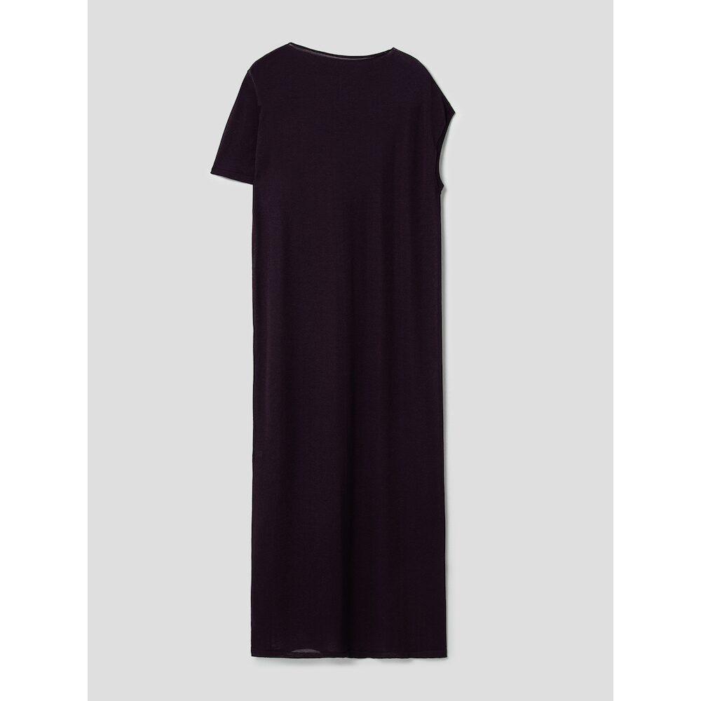 Anggae Draped Asymmetrical Knit Dress Violet