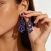 Geometric Droplet Shaped Pendant with Full Diamond Earrings, Hollowed Out Niche Women's Fashion Earrings, Multi-layered