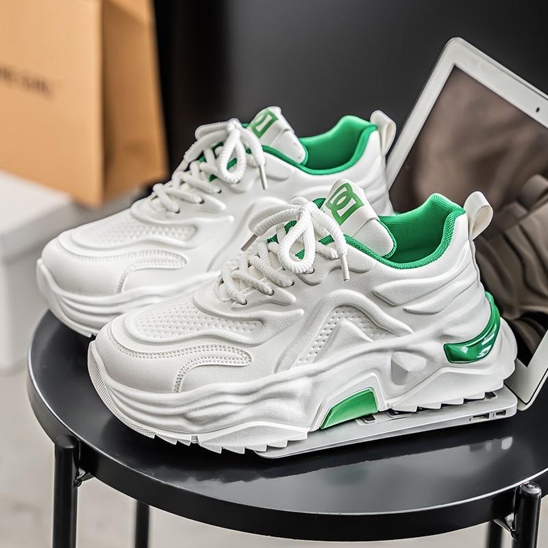 Pánské boty na volný čas, jarní a podzimní módní boty na vysokých podpatcích s tlustou podrážkou, všestranné módní gumové boty, tenisky, mužské tenisky