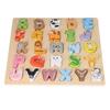 Dřevěná abeceda Puzzle hračky Kreslený zvířecí vzor Rozpoznávání písmen Puzzle Vzdělávací hračky
