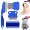 Blue Pet Flea Comb Kit With Durable Stainless Steel For Cat And Dog Shedding And Cleaning