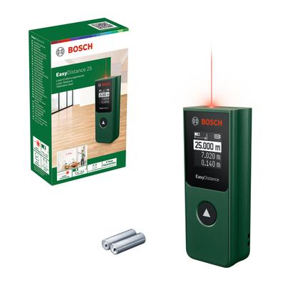 BOSCH Laser Distance Meter EasyDistance 25 Measuring Tool Laser Class 2 Battery Operated X Ideal for Distance and Area Measurement Measurement