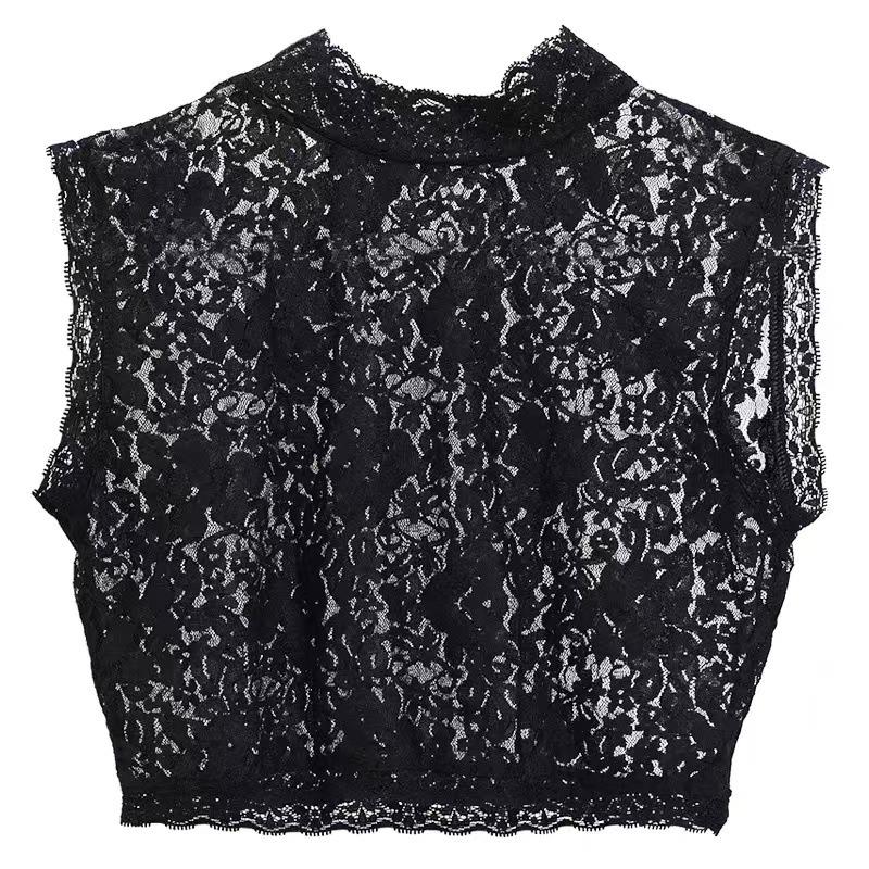 Versatile Black & White High-Elastic Lace Collar for Women's Autumn/Winter Sweaters
