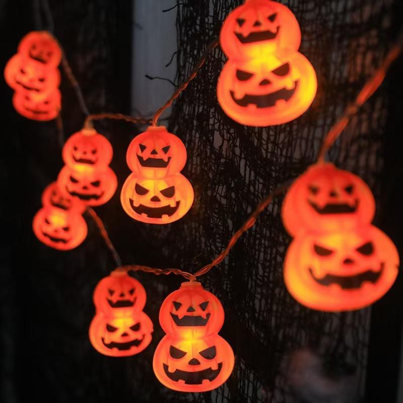 Halloween 10/20 LED Battery Powered String Lights With Ghost Witch Cat Pumpkin Spider Web Skeleton Mummy Pirate Shape Indoor