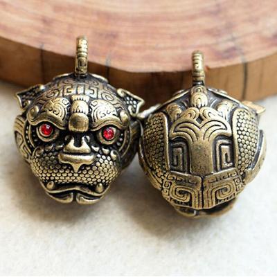 Metal Pirinç Kaplan Anahtar Zincirleri Diy Asma Takı Aksesuarları Vintage Figürler