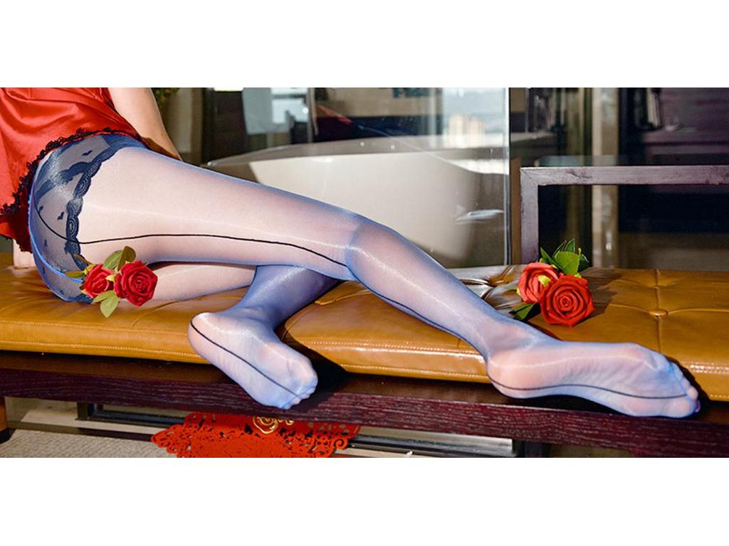 Aurora Naht hinten Hohe Taille Glänzende Schrittlose Strumpfhose – Seidiger Glanz & Nahtloser Bund