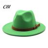 Outdoor Hiking Headwear Wool Felt Fedora Hat, Unisex Panama Hat with Faux Leather Band, Casual Daily Wear Wide Brim Vintage Trilby for Women