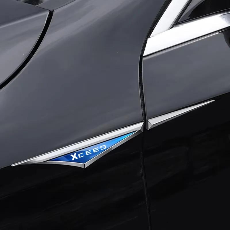 NCUD9 2pcs Metal Car Side Fender Badge Decal For KIA XCEED Logo Alloy Bumper Sticker Modified Styling Vehicle Decoration Accessories