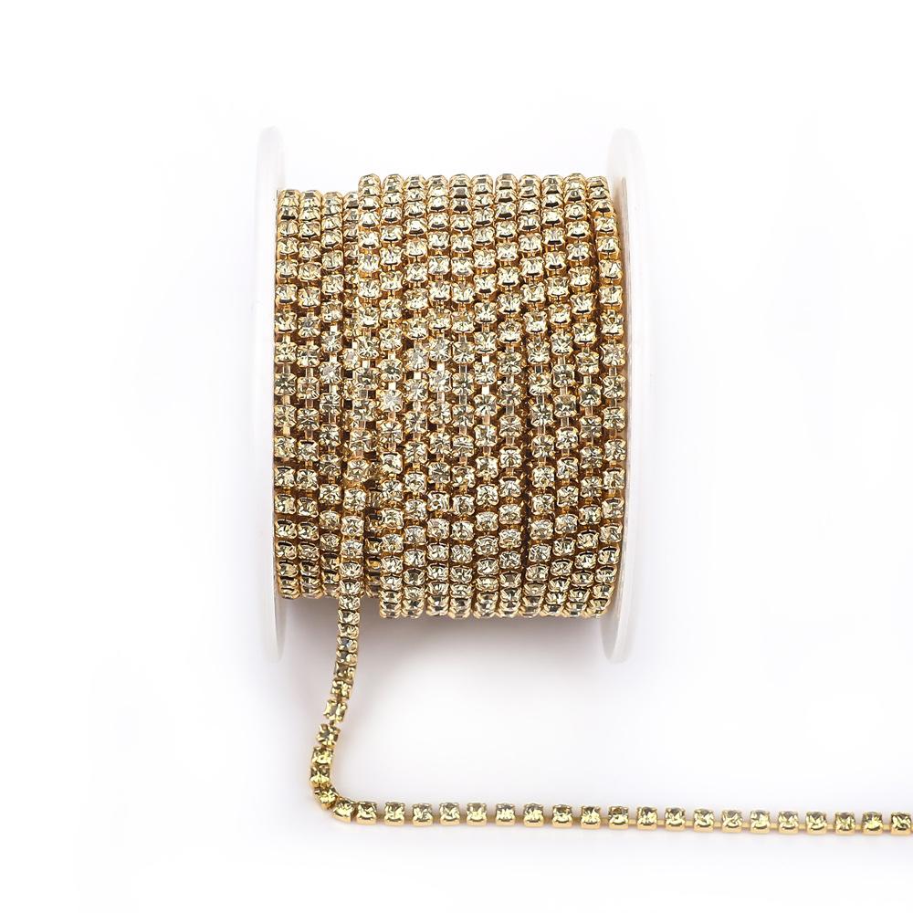 

Цепочка-коготь Вэй Чэнь, гальванизированная стеклянная цепочка со стразами и бриллиантами, однорядная металлическая плотная цепочка-коготь, электрофорез, аксессуары для одежды, партия electrophoresis SS8 2.5mm (10 yards/roll)