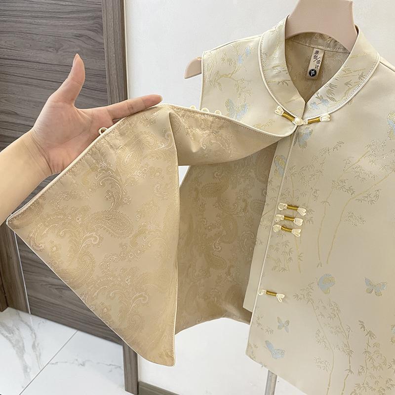 Vest Wearing Small Chinese Vest Women's Buckle Fashion Middle-aged and Elderly Mother Vest Guochao Top